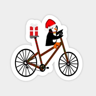 Christmas Penguin On A Bicycle Sticker